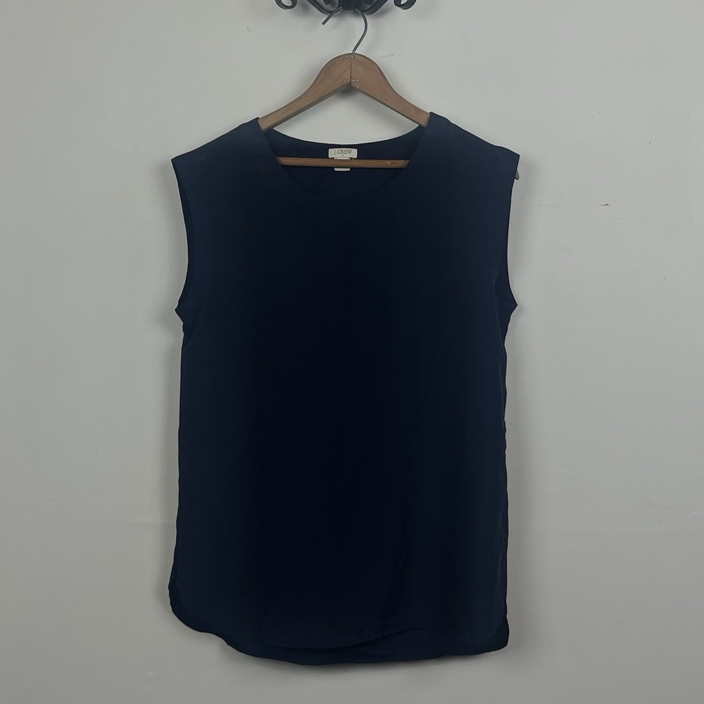 J.Crew Womens Navy Blue Sleeveless Blouse Round Neck Shell B7682 Small - Picture 7 of 11